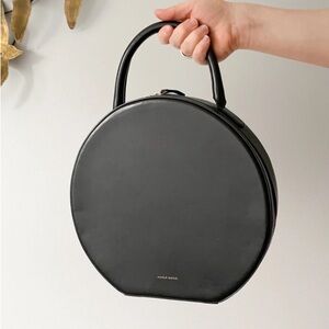 MANSUR GAVRIEL CALFSKIN CIRCLE CROSSBODY IN BLACK